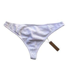 SKIMS White Cotton Blend Soft Terry Thong Size M PN-THG-0403